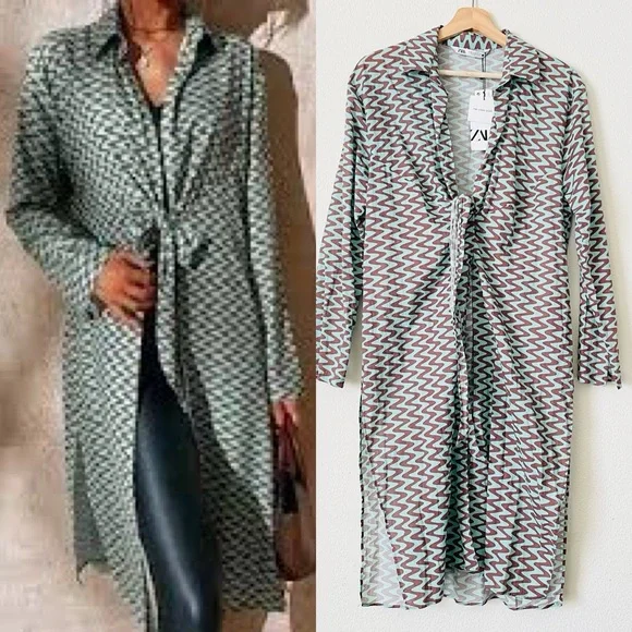 ZARA MEDIUM cotton printed tunic top