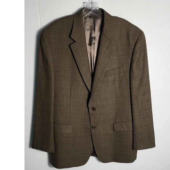 Ralph Lauren Men's Brown Plaid Wool Blazer Sport Coat Jacket Dillard's Exclusive