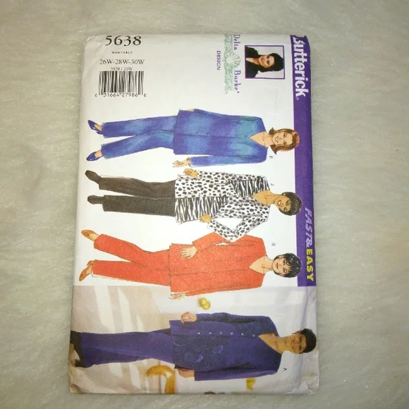 BUTTERICK 5638 Sz 26W-30W Fast & Easy Women's top and pants