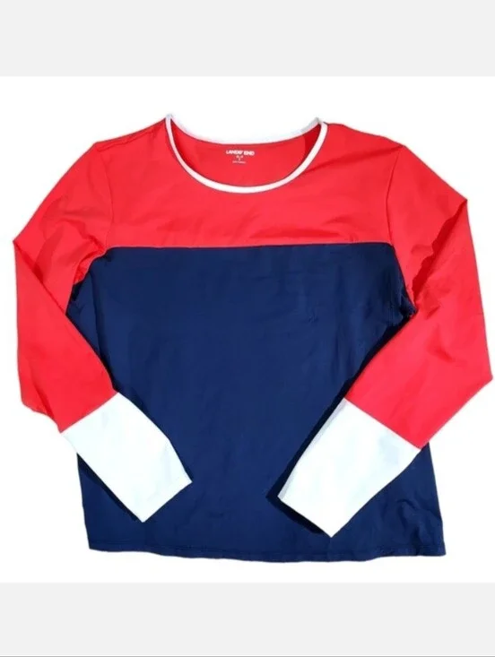 Lands End color block rashguard swim top XL Petite