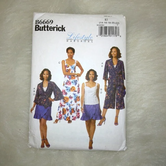 BUTTERICK B6669 sz 14-22 Lifestyle Wardrobe EASY Jacket Top Dress Skirt Pants