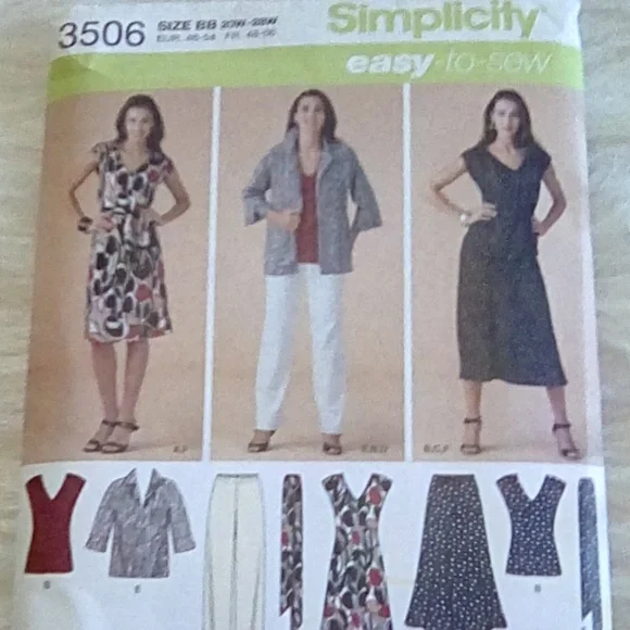 Simplicity Dress Skirt top Pants 20w-28w