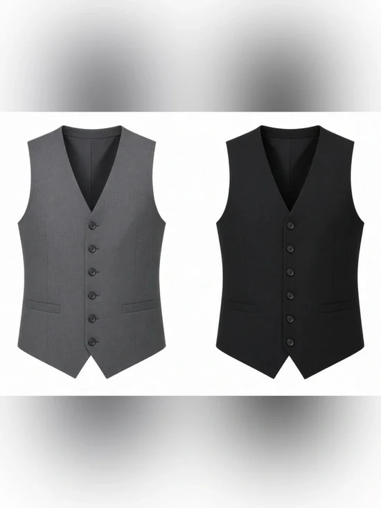 Gioberti Men’s XL Formal Vest Pair: Black + Gray 5-Button Adjustable:1=$18/2=$30