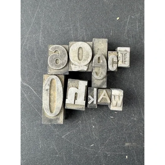 Vintage Metal Letterpress Blocks Lot Mixed‎ Typography Printing Type Lead Alloy