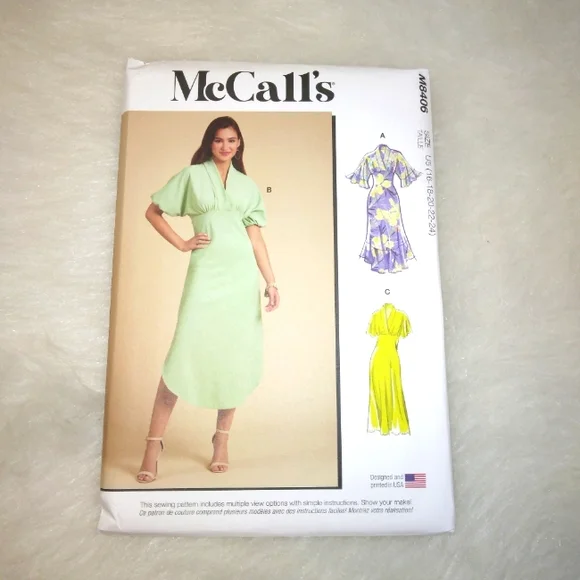 McCall's M8406 Misses dress with sleeve and hemline variations sz 16-24