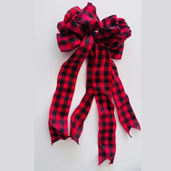 21” Buffalo Check Rustic Plaid Red & Black Craft Bow