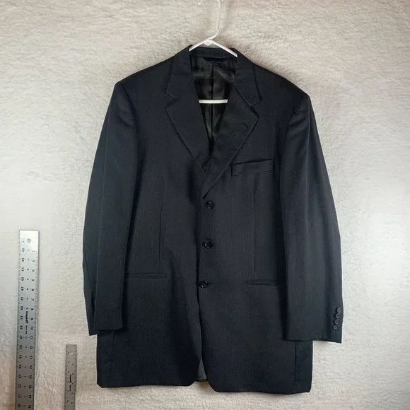 Burberry Blazer Jacket Men's 43 L Gray Wool Single Breasted Notch Lapel 8252‎