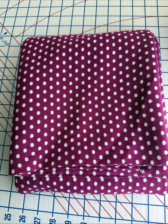 Vintage 60s 70s Tubular Polyester Knit Fabric Berry White Dot 1 3/4 Yards