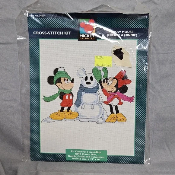 Disney Mickey & Minnie Snowman Cross‎ Stitch Kit Just CrossStitch Snow Mouse