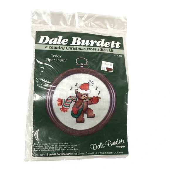 new dale burdett cross stitch kit CCK265 bear‎ playing music