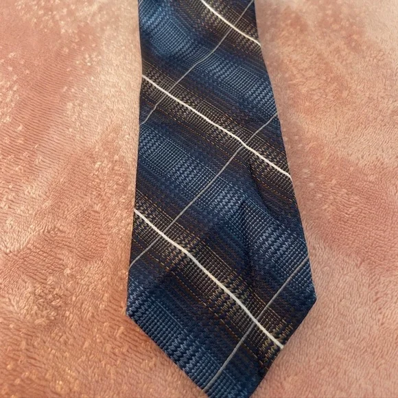 Pronto Uomo Blue and Brown Plaid Tie