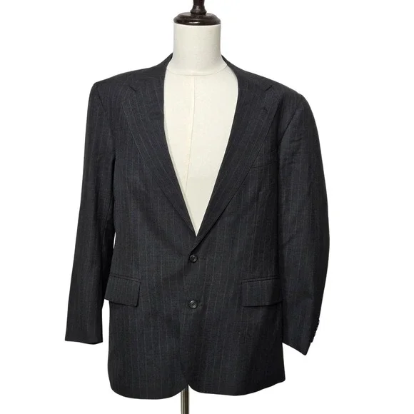 Polo University‎ Club Ralph Lauren Blazer Mens Gray Pinstripe Jacket USA Made