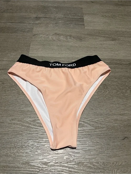 Tom Ford Peach Bikini Bottom with Black Branded Waistband Made In Italy