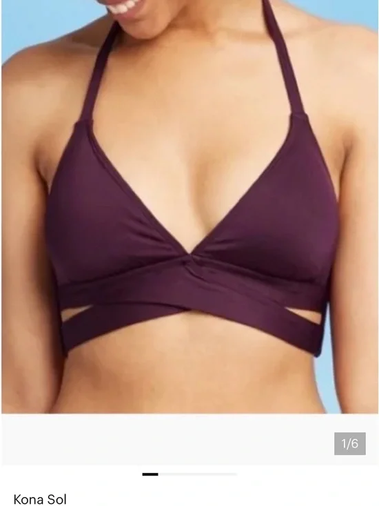 Kona sol burgundy bikini swim top size small.