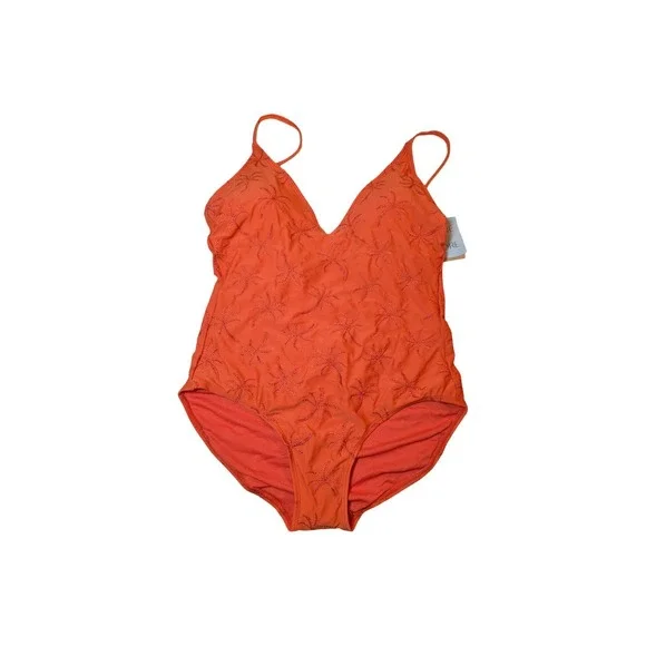 ⭐D9 Shade & Shore One Piece Swimsuit Orange Embossed Size Medium