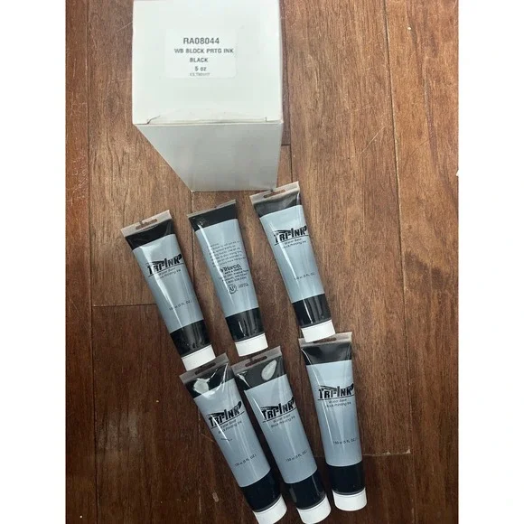 6 Pack Triarco Tri-Ink Water Base Block Printing Ink‎ Black 5oz Tubes RA08044