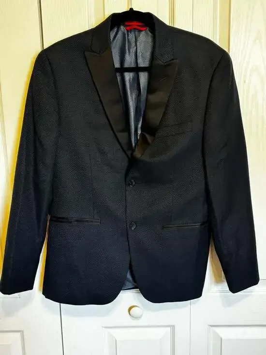Alfani Slim Fit Tuxedo Blazer Jacket Black Textured