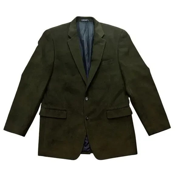 Nautica Olive Green Navy Lined 2 Button Notched Lapel Men's Blazer 42L