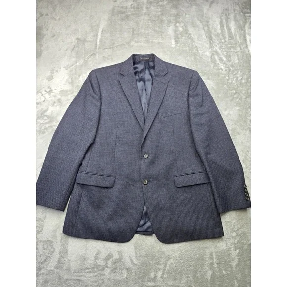 LRL Ralph Lauren Sport Coat Men 44R NavyBlue Houndstooth 100% Wool Jacket Blazer
