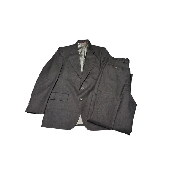 Jos. A. Bank Gordon Mens 39L 34X33 Wool Suit Grey‎ 2 Pc Micro Check 2 Button USA