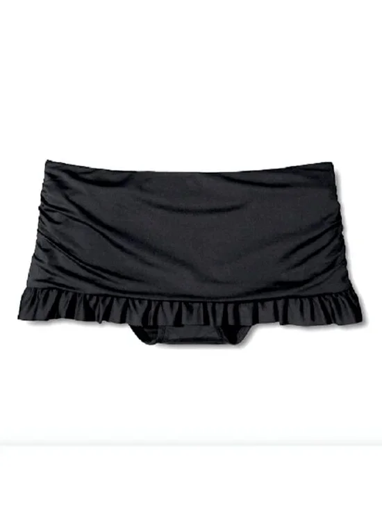 Black Ruffle Swim Skirt Bottoms NWT