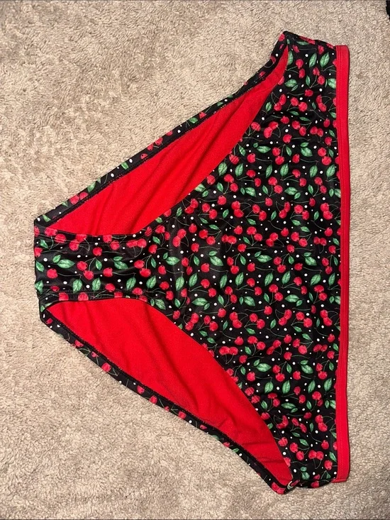 wild fable Cherry-Print Bikini Bottoms - Red/Black/Green