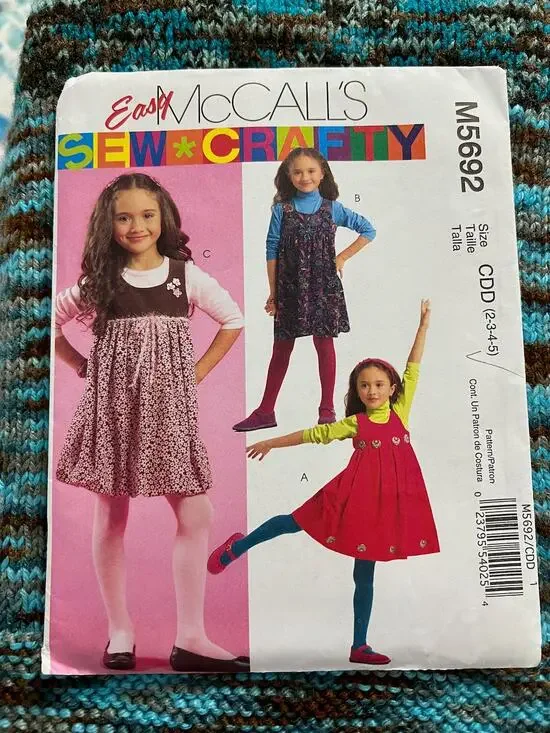 McCalls pattern 5692 girls dress jumper apron dress