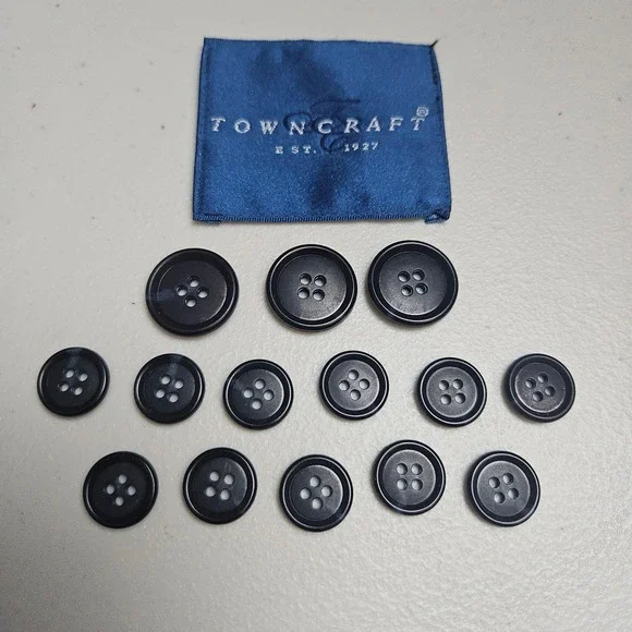 Towncraft Navy Blue Suit Button Replacement Set‎ of 14 Garment Sewing Craft Lot