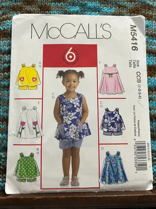 McCalls pattern 5416 girls Aline dress top pants