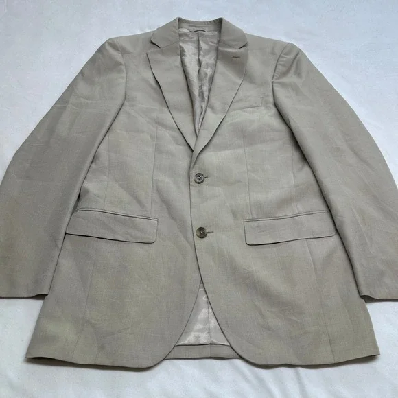 Savile Row Company London Men 36R Blazer Tan Beige 2 Button Suit Jacket Coat