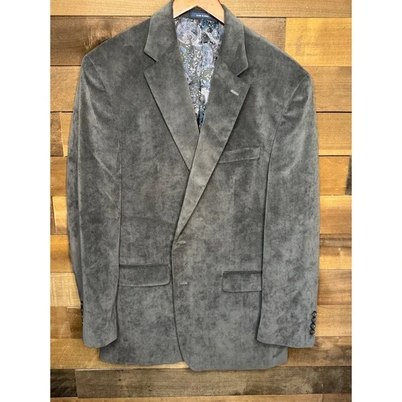 Ralph Lauren Ralph Mens Grey Corduroy Blazer 44L Paisley Lining Sport Coat