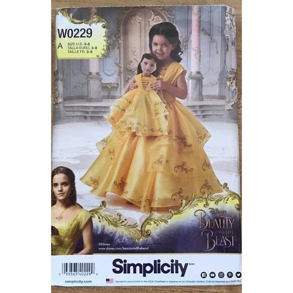 #W0229 Simplicity BEAUTY AND BEAST BELLE girls costume sewing pattern size 3-8