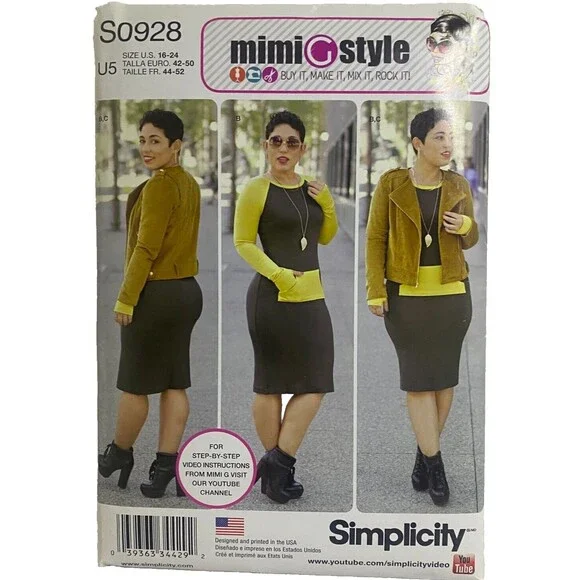 #S0928 Simplicity Misses Lined Jacket and Knit Dress Sewing Pattern