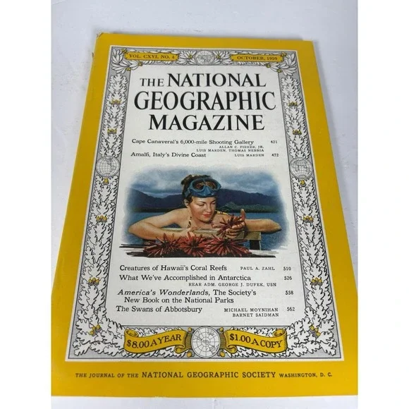 National Geographic October 1959 Vintage Magazine Hawaii Coral Reefs Coke Ad