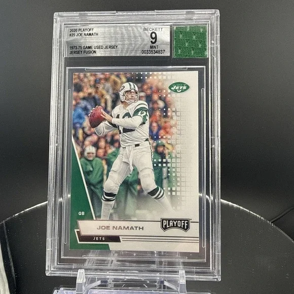 2020‎ Panini Playoff Joe Namath #25 Jersey Fusion BGS 9 Mint 1973-75 Game Used
