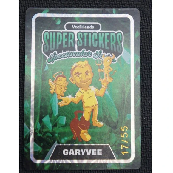 VeeFriends Super Stickers Spectacular Series GaryVee 17/55‎ Gold On Emerald EUC