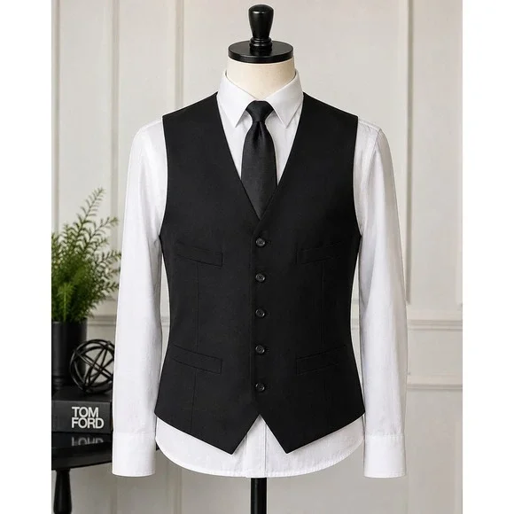 Alfani Slim Fit Black Suit Vest | Men's Large | Classic Tailored