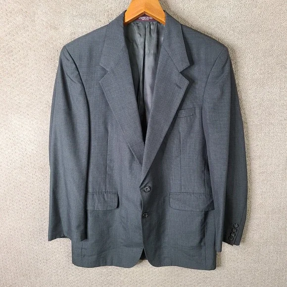 Vintage Evan Picone Jacket Mens‎ 41R Gray 2 Button Blazer Suit Coat USA Made