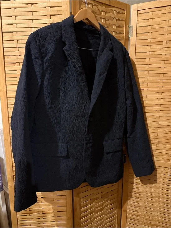 Old Navy Textured Navy Blue Blazer - Single-Breasted Sport Coat