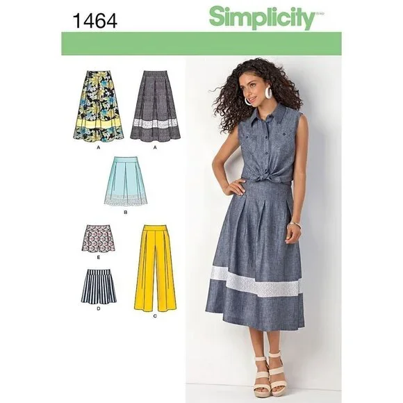 Simplicity Sewing Pattern 1464 Skirt Shorts Misses Size‎ 4-12