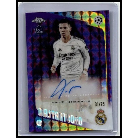2025-26 Topps Chrome UEFA Franco Mastantuono #CA-FM Chrome Auto Purple #/75