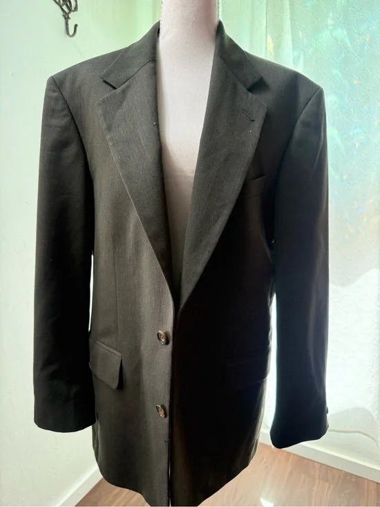 Oscar de la Renta Men's Black Two-Button Blazer