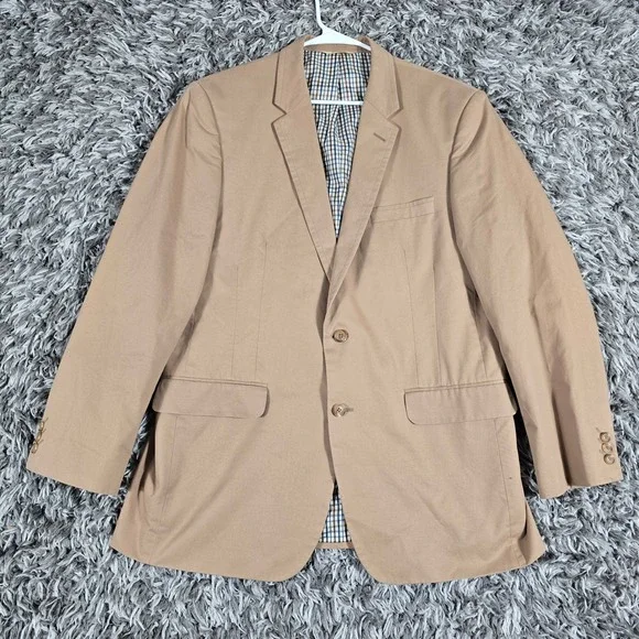 1926 Originals Mens 44L Tan Khaki 100% Cotton Two Button Sport Coat Blazer 44L