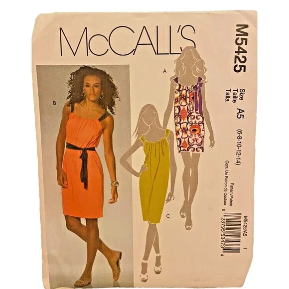 #M5425 McCalls Misses Dress and Belt Sewing Pattern Size 6-14