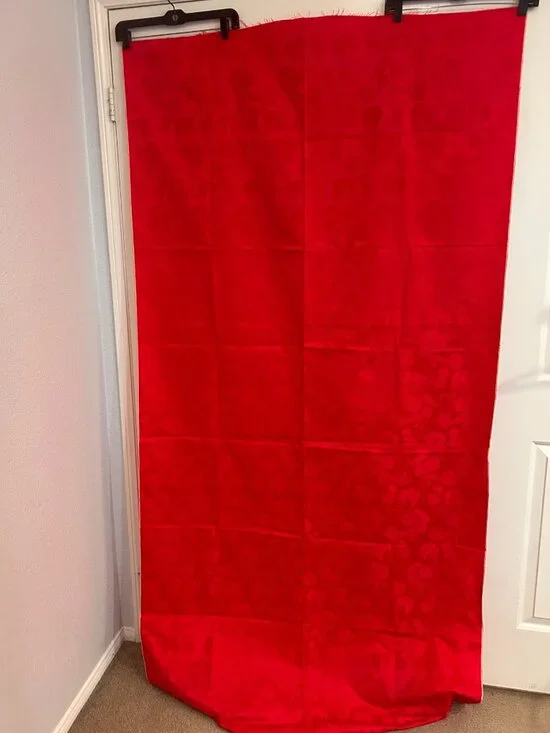 Vintage Red Damask Jacquard Fabric Unused 42 x 90 inches