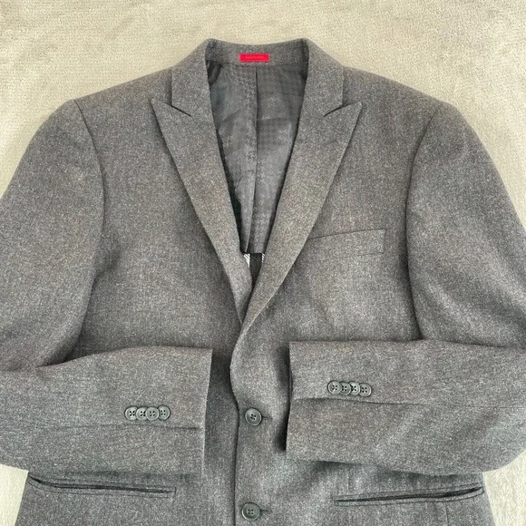 John Varvatos Sports‎ Coat Blazer Men 40R Grey Striped Wool Blend 2 Button Front