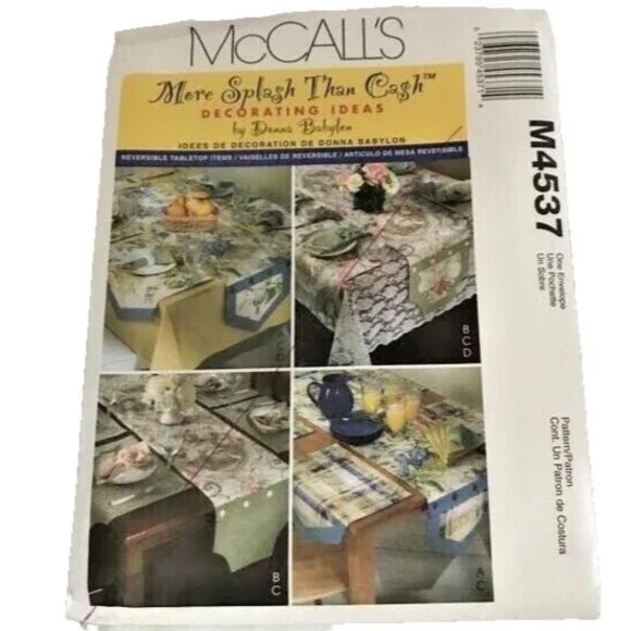 #M4537 McCalls home decor runner placematts valance sewing pattern