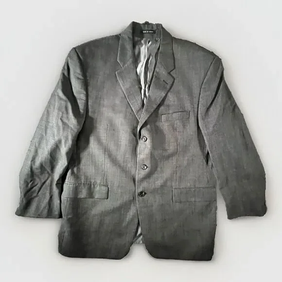 Ralph Lauren Size 46R Suit Coat‎ Charcoal Wool Pinpoint 3 Button Jacket Blazer