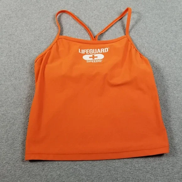 NEW Speedo Lifeguard Swim Tankini Top Women 8 Orange Bondi Beach Australia Lake