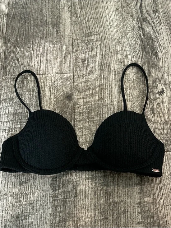 PINK Victoria's Secret Black Textured Bikini Top